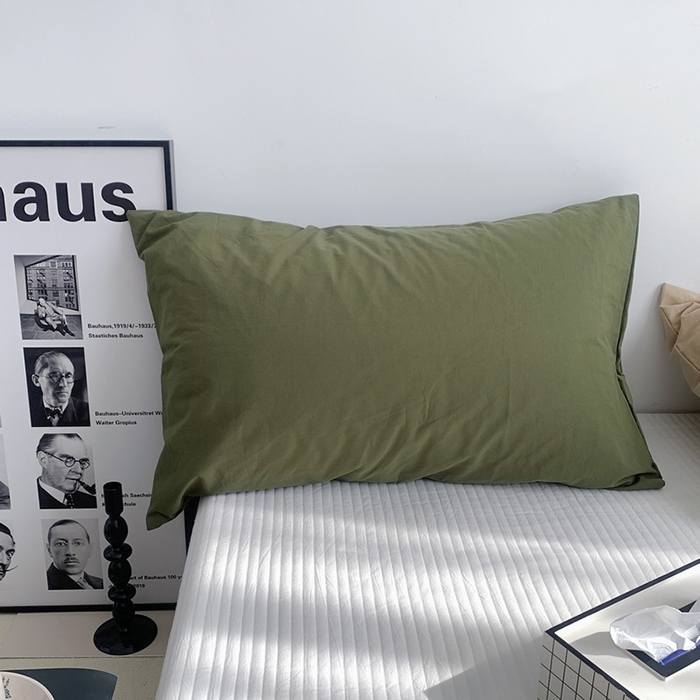 91家纺网 家纺一手货源 找家纺 柚可家居 2024新款纯色水洗棉40支全棉色织单枕套-系列一 橄榄绿