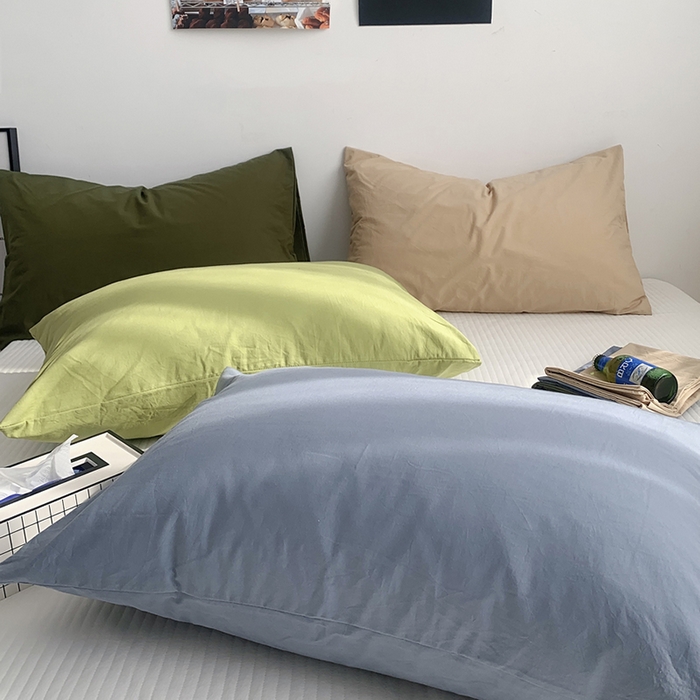 91家纺网 家纺一手货源 找家纺 柚可家居 2024新款纯色水洗棉40支全棉色织单枕套-系列一 云海蓝