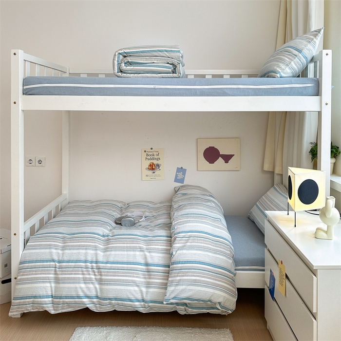 北欧良品 2025新款A 类 AA版色织水洗棉 学生上下铺三件套 梦境蓝