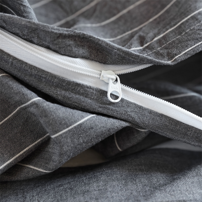 91家纺网 家纺一手货源 找家纺 北欧良品 2025新款A 类 AA版色织水洗棉 学生上下铺三件套 宽双线冷灰-AA