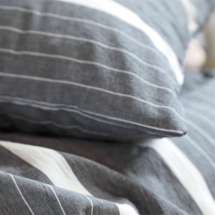 91家纺网 家纺一手货源 找家纺 北欧良品 2025新款A 类 AA版色织水洗棉 学生上下铺三件套 宽双线冷灰-AA
