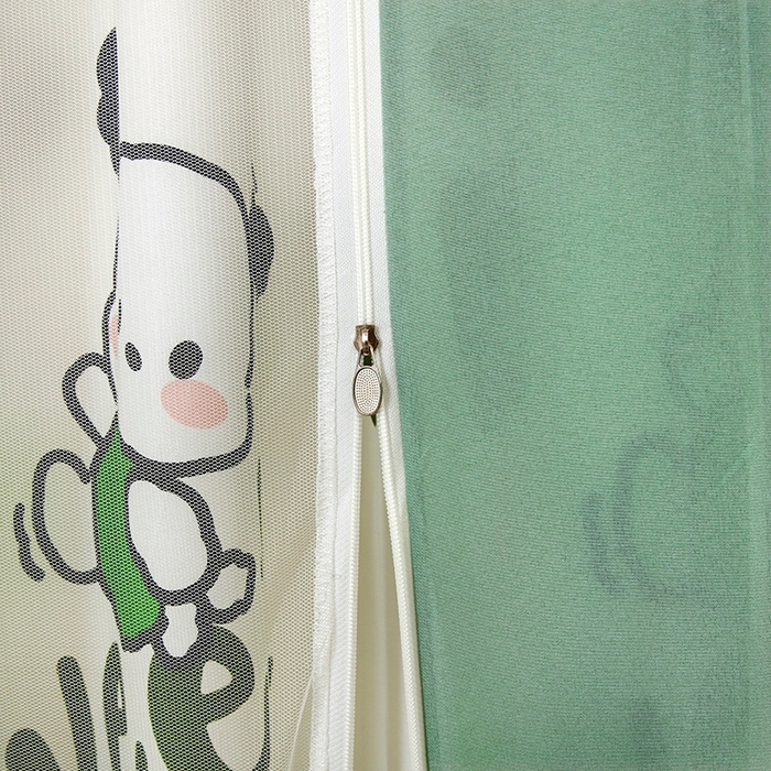 91家纺网 家纺一手货源 找家纺 显高蚊帐 2025春夏新款U门花边款坐床遮光防尘床帘式蚊帐 lucky狗狗-花边款