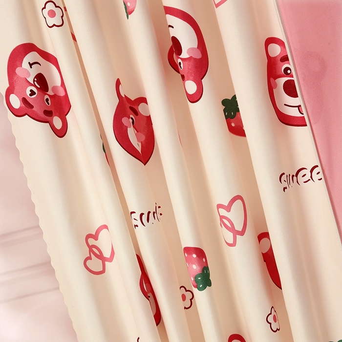 91家纺网 家纺一手货源 找家纺 显高蚊帐 2025春夏新款U门花边款坐床遮光防尘床帘式蚊帐 草莓熊-花边款