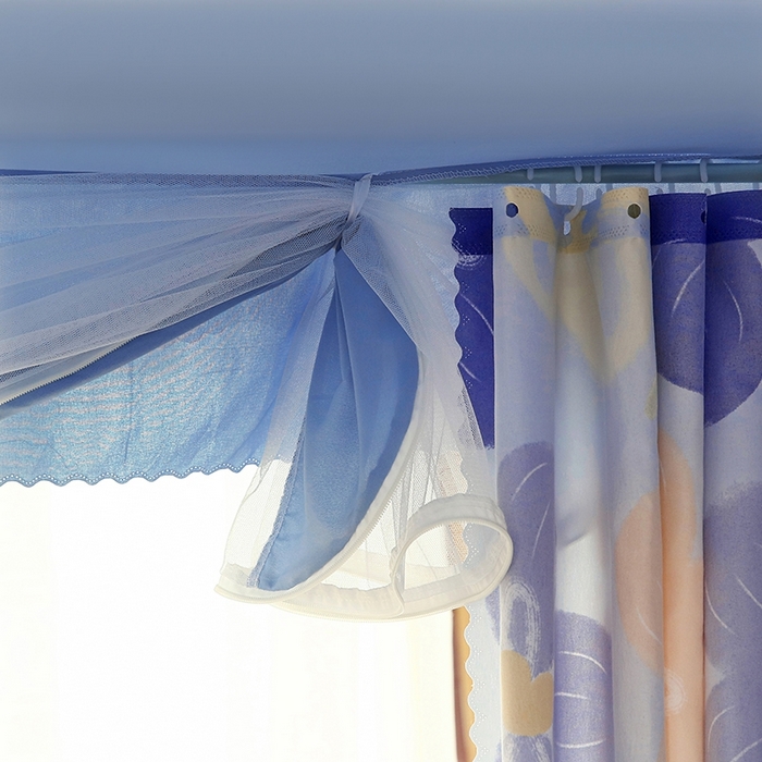 91家纺网 家纺一手货源 找家纺 显高蚊帐 2025春夏新款U门花边款坐床遮光防尘床帘式蚊帐 花开满园-花边款