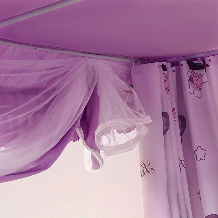 91家纺网 家纺一手货源 找家纺 显高蚊帐 2025春夏新款U门花边款坐床遮光防尘床帘式蚊帐 库洛米-花边款