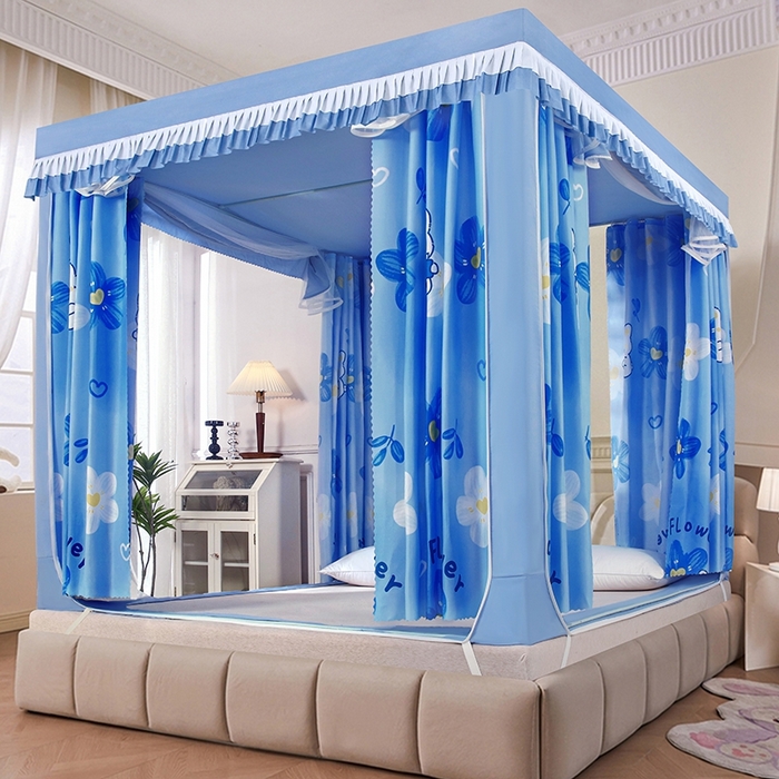 显高蚊帐 2025春夏新款U门花边款坐床遮光防尘床帘式蚊帐 萌萌兔-花边款