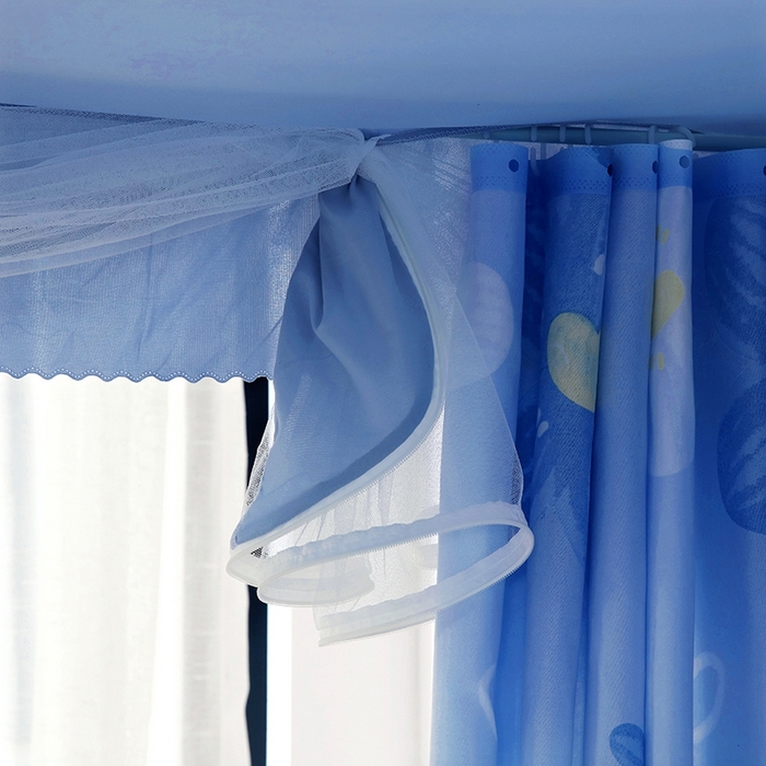 91家纺网 家纺一手货源 找家纺 显高蚊帐 2025春夏新款U门花边款坐床遮光防尘床帘式蚊帐 萌萌兔-花边款