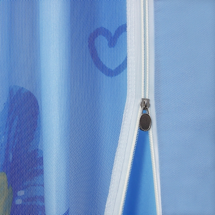 91家纺网 家纺一手货源 找家纺 显高蚊帐 2025春夏新款U门花边款坐床遮光防尘床帘式蚊帐 萌萌兔-花边款