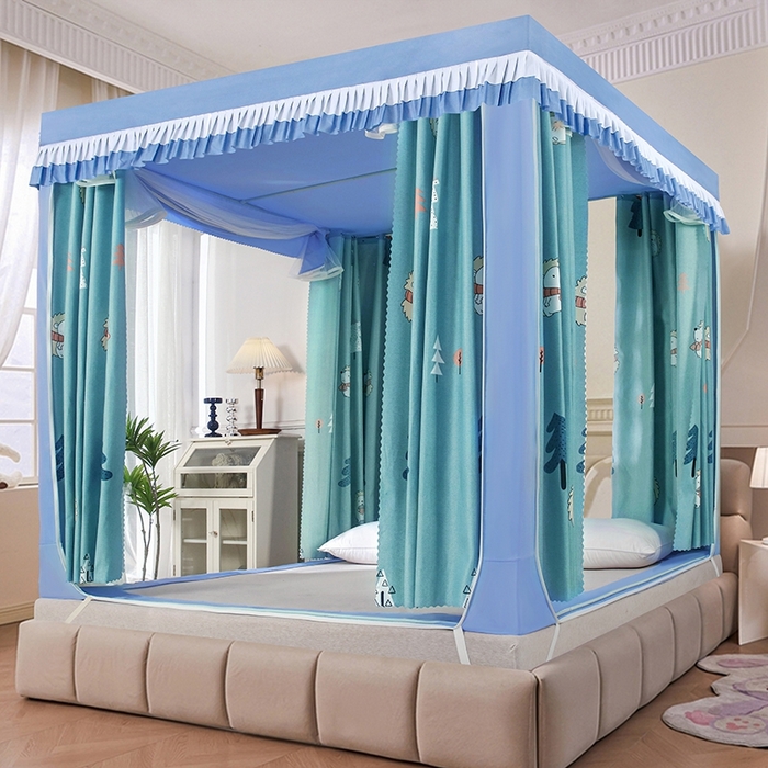 显高蚊帐 2025春夏新款U门花边款坐床遮光防尘床帘式蚊帐 森林乐园-花边款