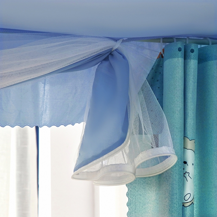 91家纺网 家纺一手货源 找家纺 显高蚊帐 2025春夏新款U门花边款坐床遮光防尘床帘式蚊帐 森林乐园-花边款