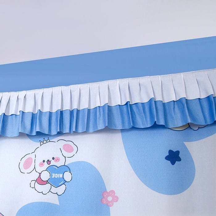 91家纺网 家纺一手货源 找家纺 显高蚊帐 2025春夏新款U门花边款坐床遮光防尘床帘式蚊帐 甜心小狗-花边款