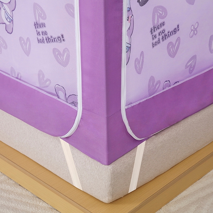 91家纺网 家纺一手货源 找家纺 显高蚊帐 2025春夏新款U门花边款坐床遮光防尘床帘式蚊帐 兔公主-花边款