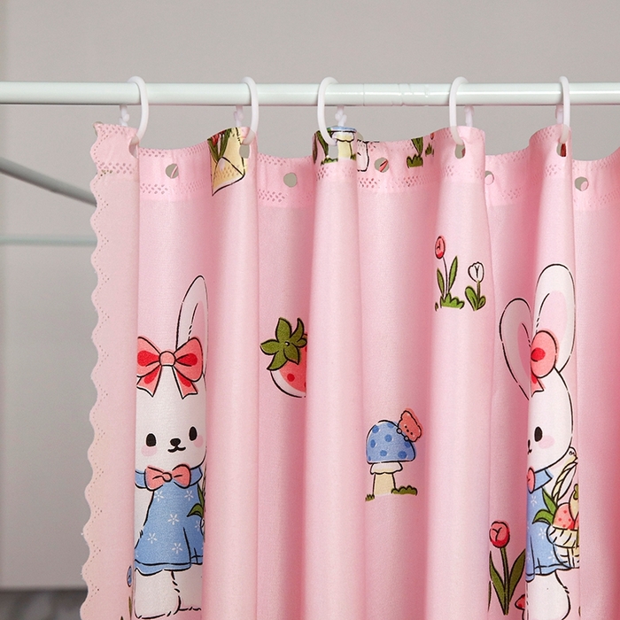 91家纺网 家纺一手货源 找家纺 显高蚊帐 2025春夏新款U门花边款坐床遮光防尘床帘式蚊帐 兔兔花园-花边款