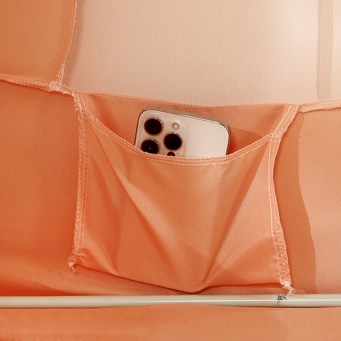 91家纺网 家纺一手货源 找家纺 显高蚊帐 2025春夏新款U门花边款坐床遮光防尘床帘式蚊帐 心想柿橙-花边款