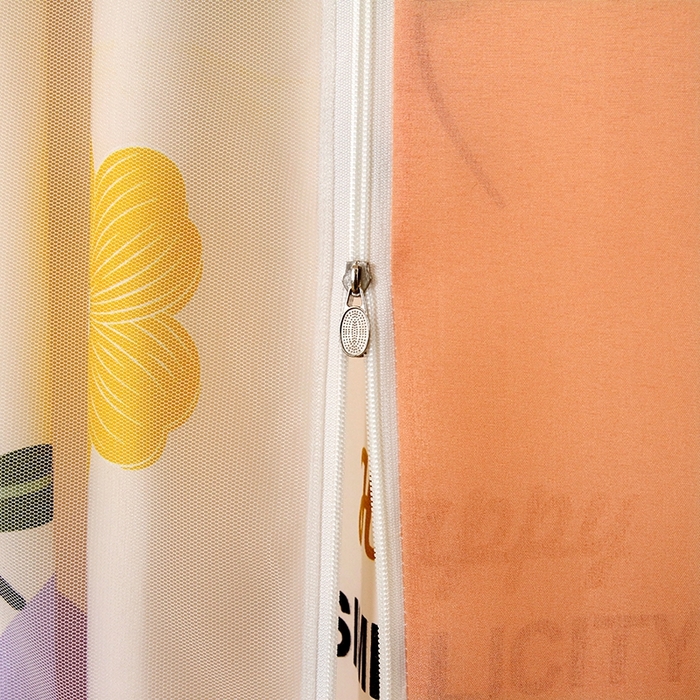 91家纺网 家纺一手货源 找家纺 显高蚊帐 2025春夏新款U门花边款坐床遮光防尘床帘式蚊帐 心想柿橙-花边款