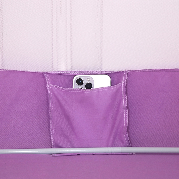 91家纺网 家纺一手货源 找家纺 显高蚊帐 2025春夏新款U门花边款坐床遮光防尘床帘式蚊帐 优雅紫-花边款