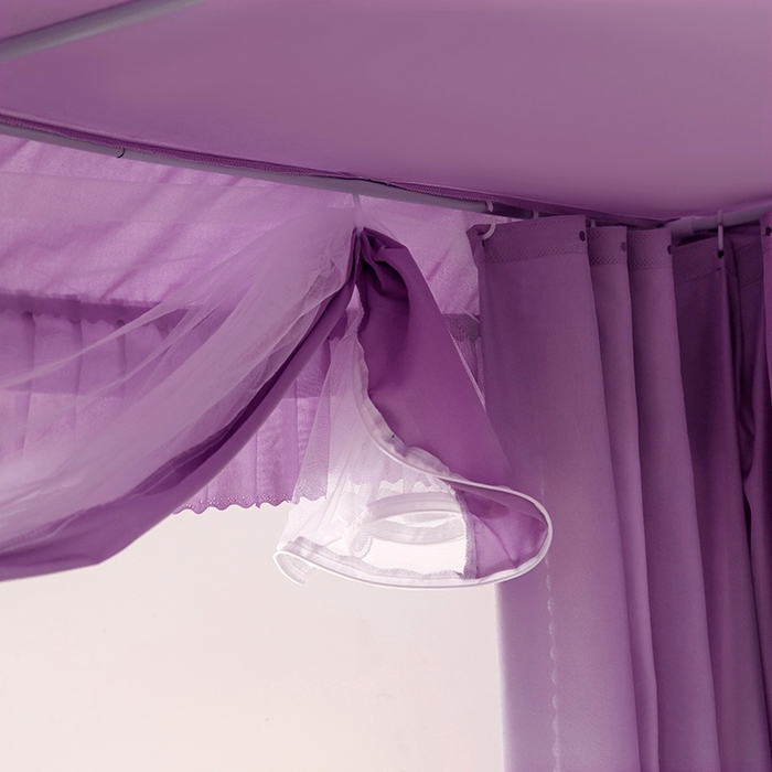 91家纺网 家纺一手货源 找家纺 显高蚊帐 2025春夏新款U门花边款坐床遮光防尘床帘式蚊帐 优雅紫-花边款
