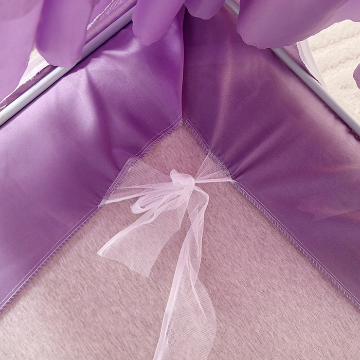 91家纺网 家纺一手货源 找家纺 显高蚊帐 2025春夏新款U门花边款坐床遮光防尘床帘式蚊帐 优雅紫-花边款