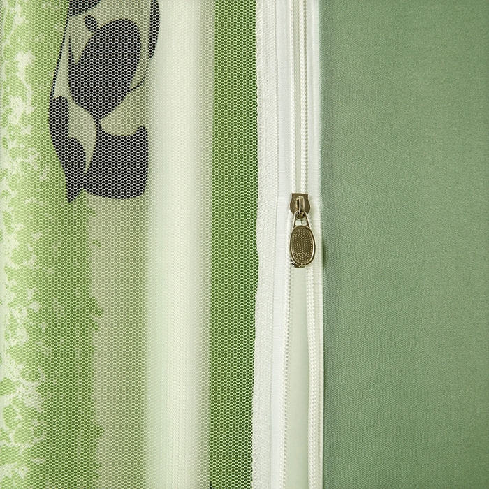 91家纺网 家纺一手货源 找家纺 显高蚊帐 2025春夏新款U门花边款坐床遮光防尘床帘式蚊帐 竹林熊猫-花边款