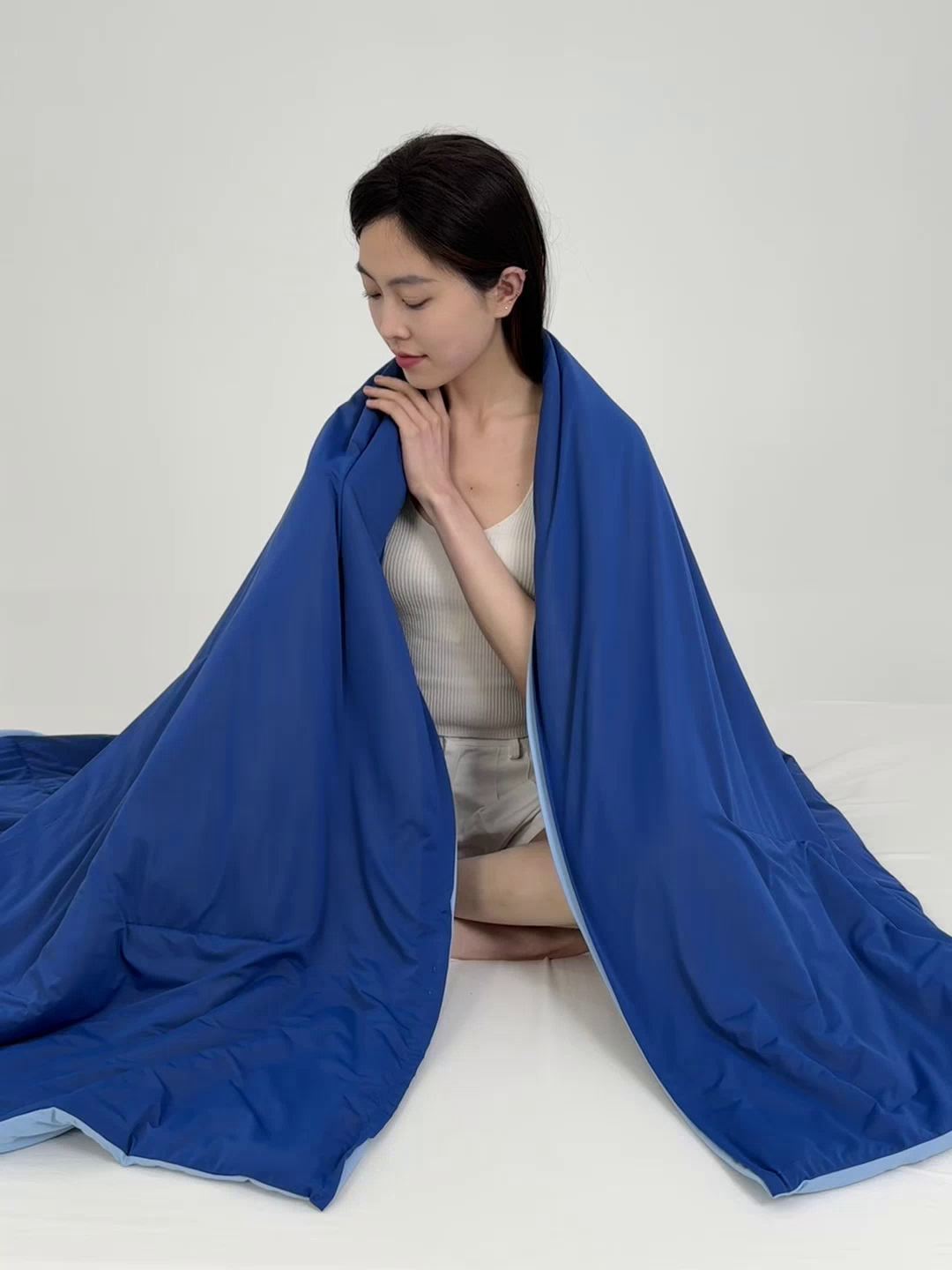 91家纺网 家纺一手货源 找家纺 伊梵居 2025春夏新款亚朵同款夏季被子双感深睡被夏被夏凉被pro2.0汇总 深睡蓝