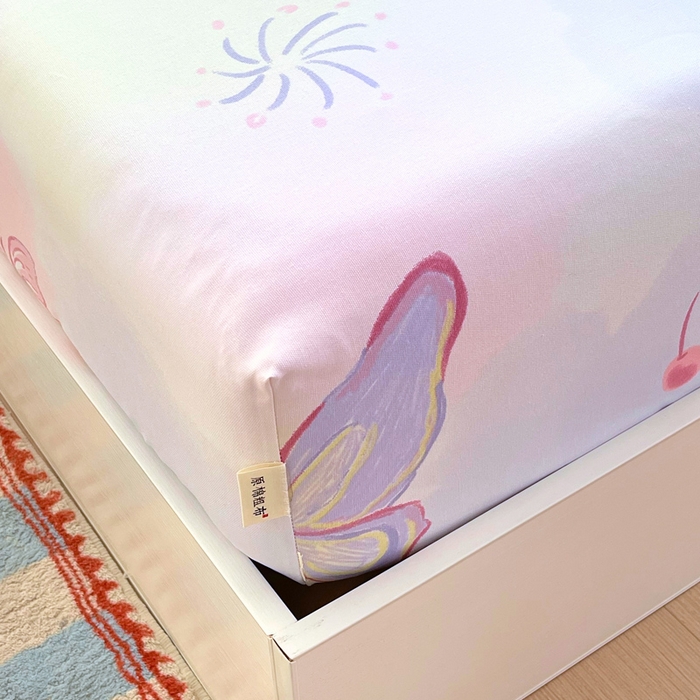 91家纺网 家纺一手货源 找家纺 金鑫汇家纺 2025新款A类全棉老粗布床单床笠 老粗布·彩蝶飞舞