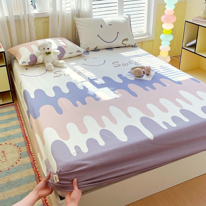 91家纺网 家纺一手货源 找家纺 金鑫汇家纺 2025新款A类全棉老粗布床单床笠 老粗布·奶油粉