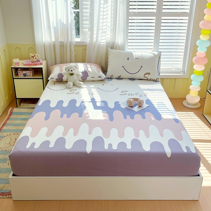 91家纺网 家纺一手货源 找家纺 金鑫汇家纺 2025新款A类全棉老粗布床单床笠 老粗布·奶油粉