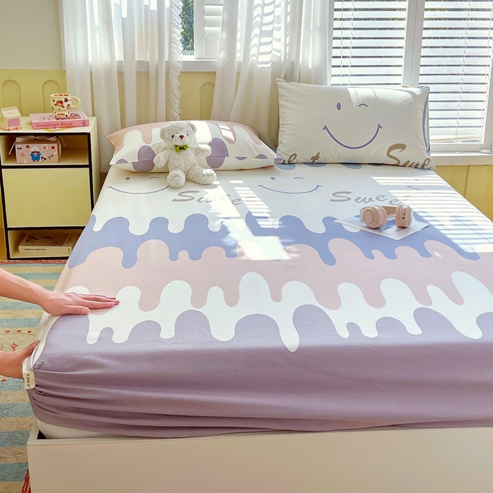 91家纺网 家纺一手货源 找家纺 金鑫汇家纺 2025新款A类全棉老粗布床单床笠 老粗布·奶油粉