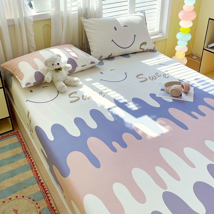 91家纺网 家纺一手货源 找家纺 金鑫汇家纺 2025新款A类全棉老粗布床单床笠 老粗布·奶油粉