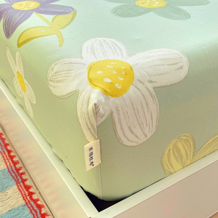 91家纺网 家纺一手货源 找家纺 金鑫汇家纺 2025新款A类全棉老粗布床单床笠 老粗布·五彩缤纷