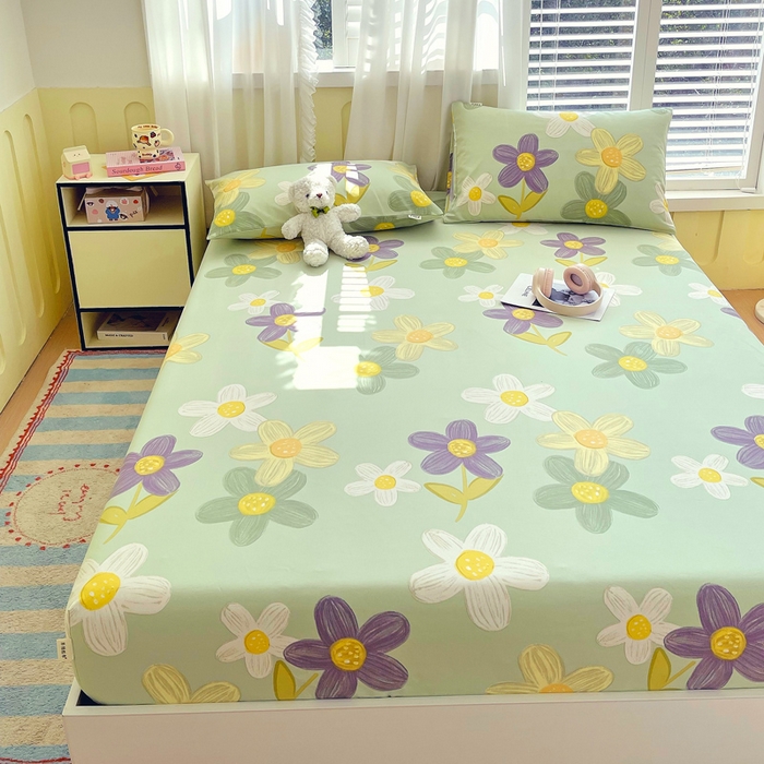 91家纺网 家纺一手货源 找家纺 金鑫汇家纺 2025新款A类全棉老粗布床单床笠 老粗布·五彩缤纷