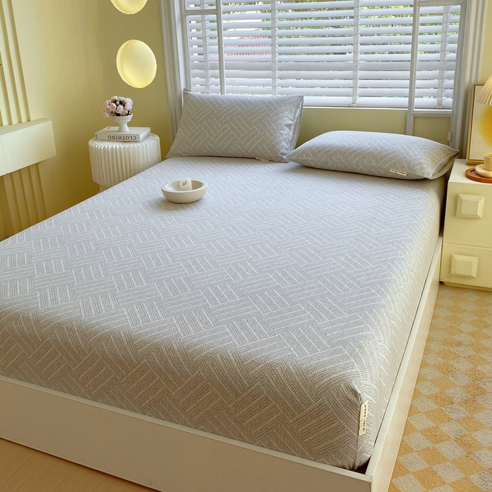 91家纺网 家纺一手货源 找家纺 金鑫汇家纺 2025新款A类全棉老粗布床单床笠 流光灰