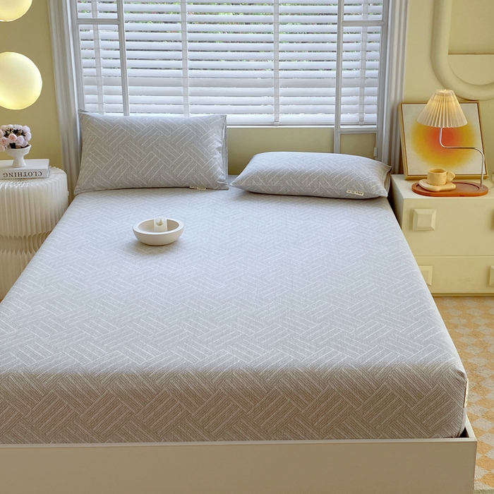 91家纺网 家纺一手货源 找家纺 金鑫汇家纺 2025新款A类全棉老粗布床单床笠 流光灰