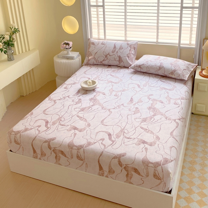 91家纺网 家纺一手货源 找家纺 金鑫汇家纺 2025新款A类全棉老粗布床单床笠 米亚红