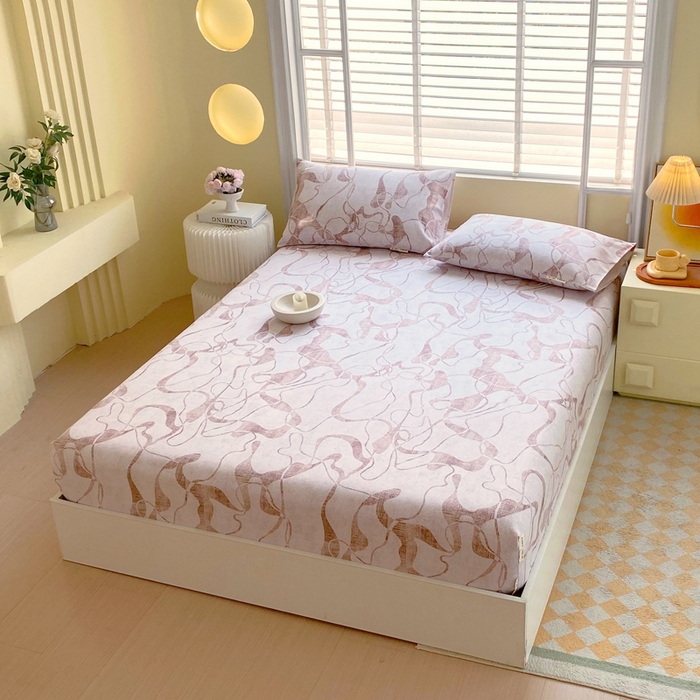 91家纺网 家纺一手货源 找家纺 金鑫汇家纺 2025新款A类全棉老粗布床单床笠 米亚红