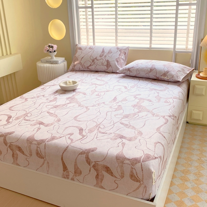 91家纺网 家纺一手货源 找家纺 金鑫汇家纺 2025新款A类全棉老粗布床单床笠 米亚红