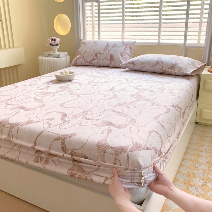 91家纺网 家纺一手货源 找家纺 金鑫汇家纺 2025新款A类全棉老粗布床单床笠 米亚红