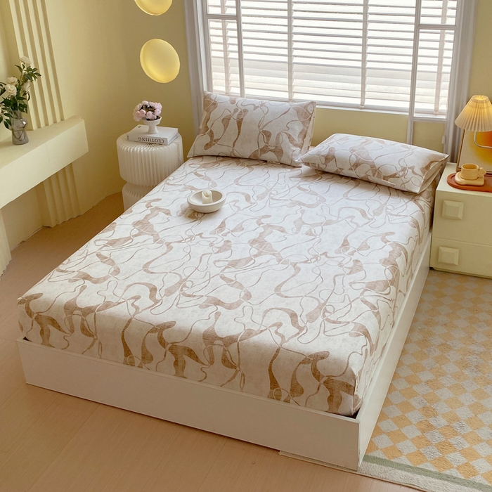 91家纺网 家纺一手货源 找家纺 金鑫汇家纺 2025新款A类全棉老粗布床单床笠 米亚黄