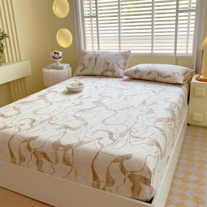 91家纺网 家纺一手货源 找家纺 金鑫汇家纺 2025新款A类全棉老粗布床单床笠 米亚黄