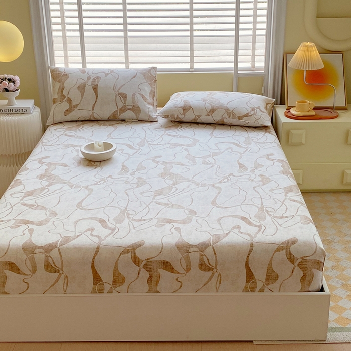 91家纺网 家纺一手货源 找家纺 金鑫汇家纺 2025新款A类全棉老粗布床单床笠 米亚黄