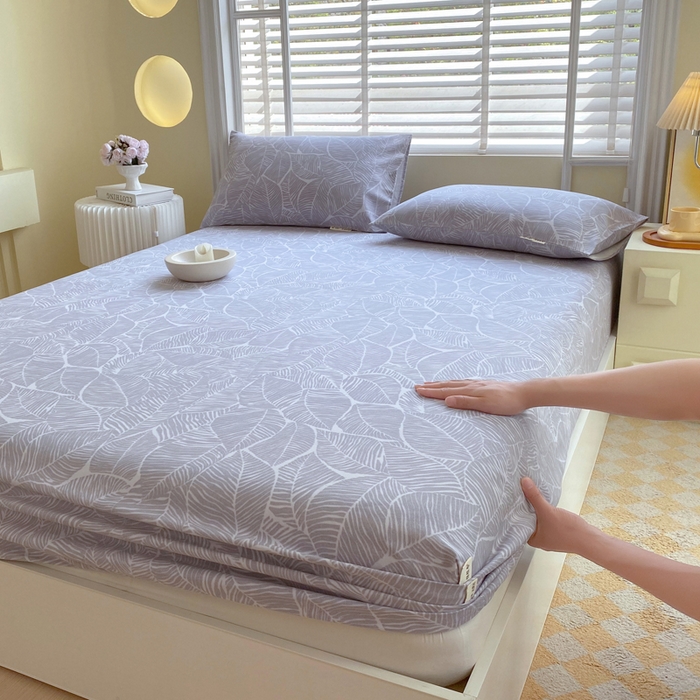 91家纺网 家纺一手货源 找家纺 金鑫汇家纺 2025新款A类全棉老粗布床单床笠 千叶