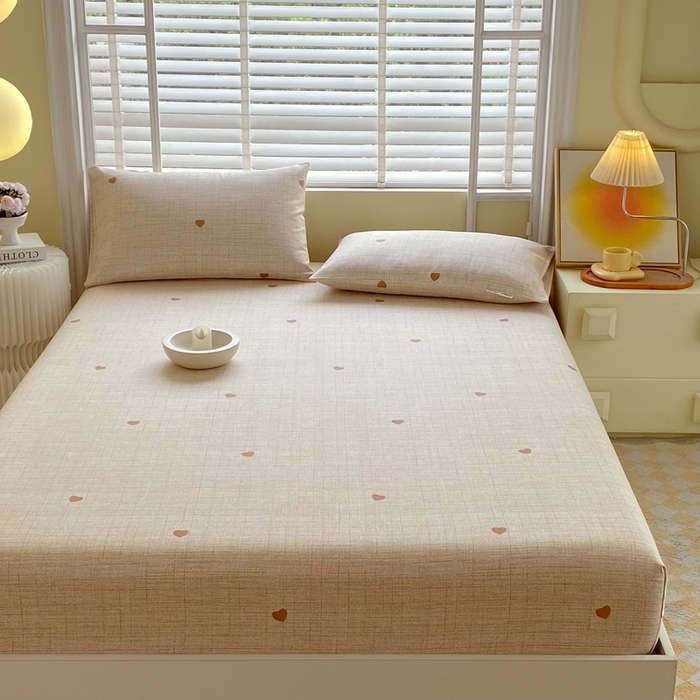 91家纺网 家纺一手货源 找家纺 金鑫汇家纺 2025新款A类全棉老粗布床单床笠 心之恋