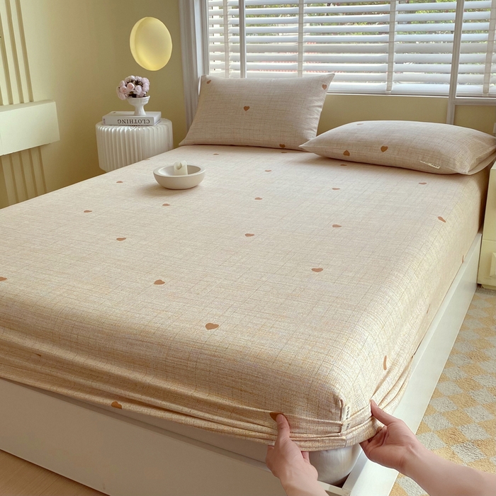 91家纺网 家纺一手货源 找家纺 金鑫汇家纺 2025新款A类全棉老粗布床单床笠 心之恋