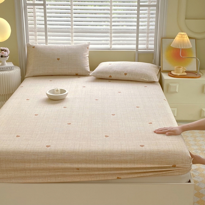 91家纺网 家纺一手货源 找家纺 金鑫汇家纺 2025新款A类全棉老粗布床单床笠 心之恋