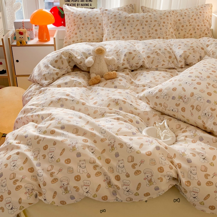 91家纺网 家纺一手货源 找家纺 爱丽丝2025新款全棉卡通印花四件套 厨师小狗