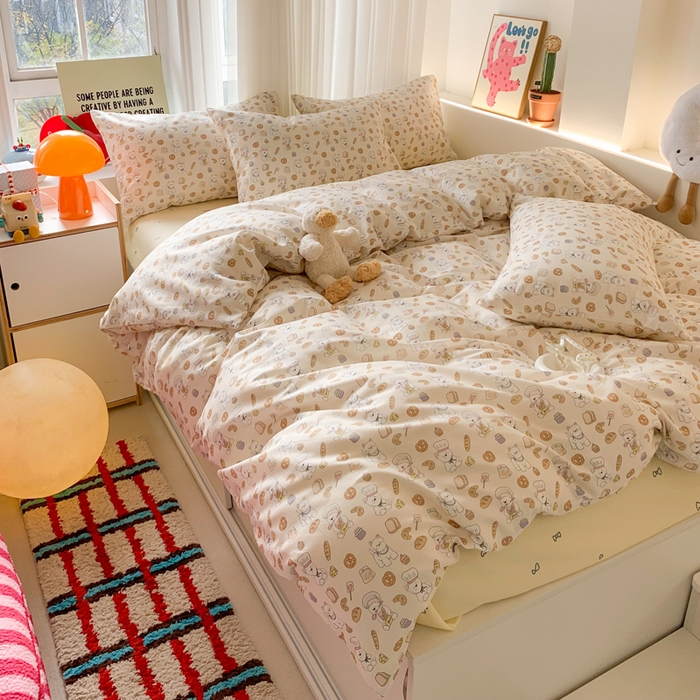 91家纺网 家纺一手货源 找家纺 爱丽丝2025新款全棉卡通印花四件套 厨师小狗