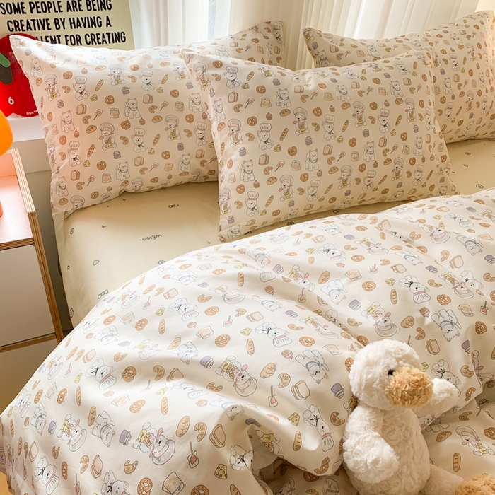 91家纺网 家纺一手货源 找家纺 爱丽丝2025新款全棉卡通印花四件套 厨师小狗