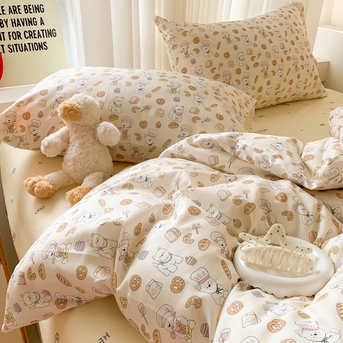 91家纺网 家纺一手货源 找家纺 爱丽丝2025新款全棉卡通印花四件套 厨师小狗