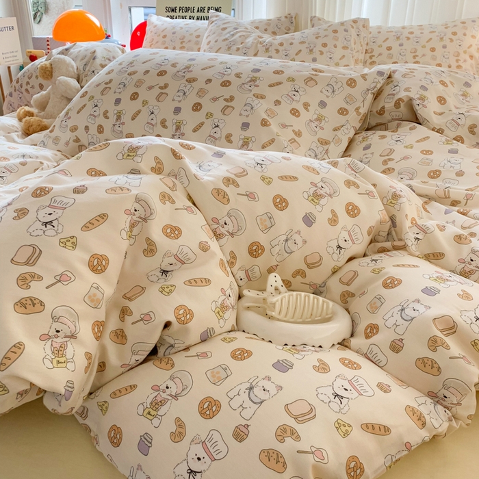 91家纺网 家纺一手货源 找家纺 爱丽丝2025新款全棉卡通印花四件套 厨师小狗