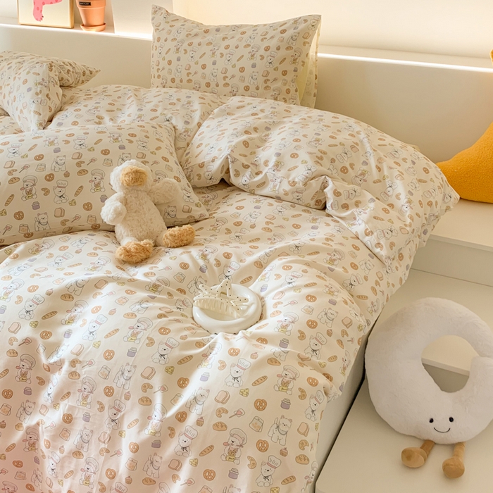 91家纺网 家纺一手货源 找家纺 爱丽丝2025新款全棉卡通印花四件套 厨师小狗